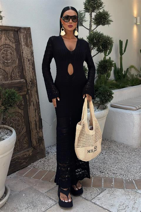 Openwork Dress with Navel Openwork 2835