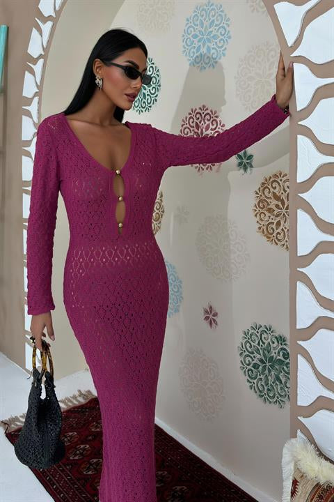 Chest Accessory and Windowed Knit Dress 2852