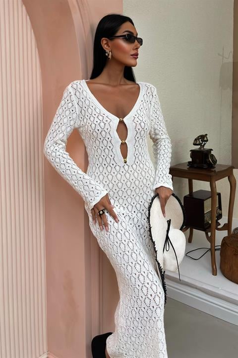 Chest Accessory and Windowed Knit Dress 2852