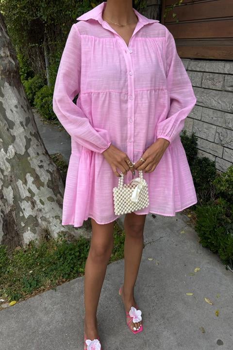 Shirt Collar Pleated Dress 2898