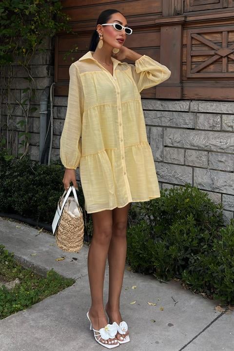 Shirt Collar Pleated Dress 2898