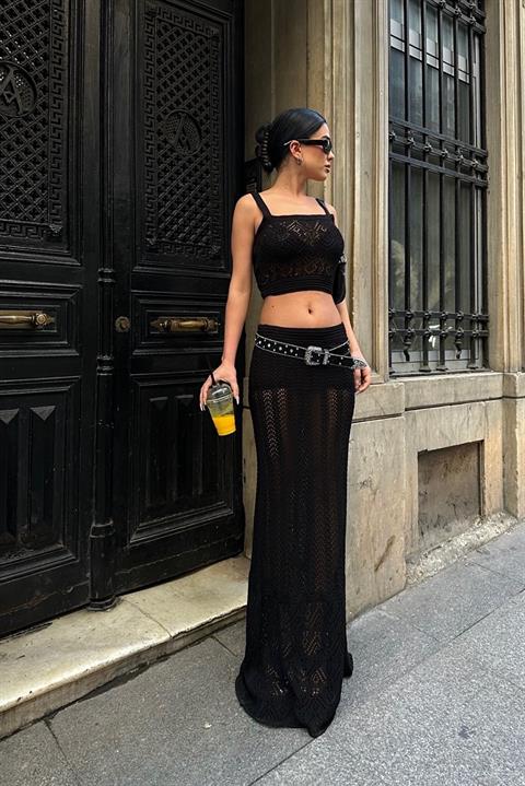 Kayla Lace Patterned Crop Set 9840
