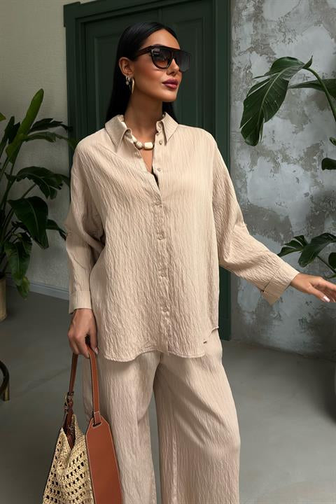 Self-Embossed Striped Double Casual Suit 10146