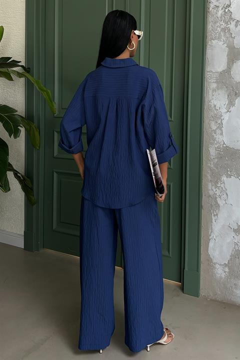 Self-Embossed Striped Double Casual Suit 10146