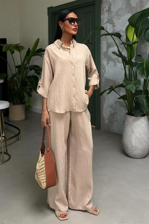 Self-Embossed Striped Double Casual Suit 10146