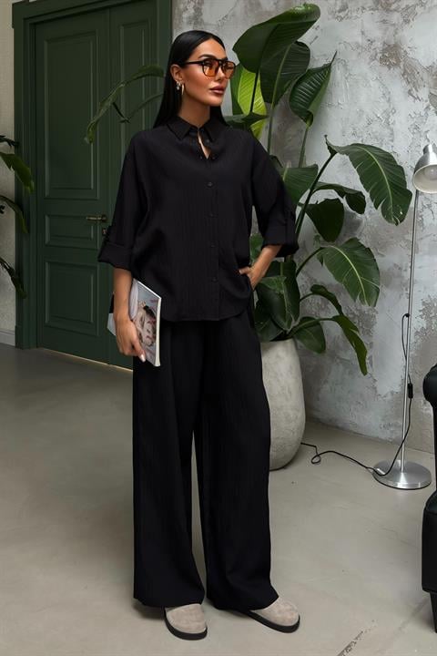 Self-Embossed Striped Double Casual Suit 10146