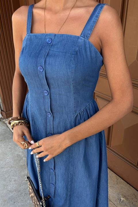 Corsage Detailed Midi Tencel Dress 2884