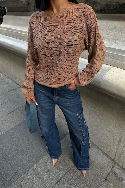 Lullaby Openwork Ripped Detail Sweater 1308-01
