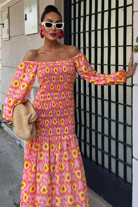 Robe à motifs et col Madonna Gipe 2746