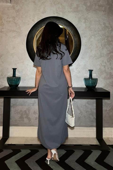 Manque Polo Neck Slit Dress 2689-8
