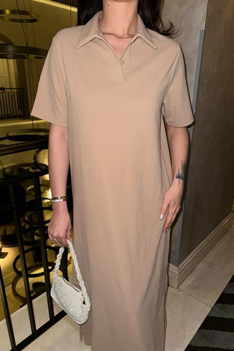 Manque Polo Neck Slit Dress 2689-8