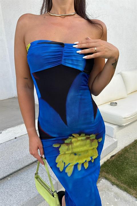 Marcella Patterned Strapless Dress 2574-08