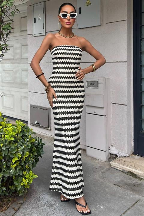 Maura Patterned Strapless Dress 2770
