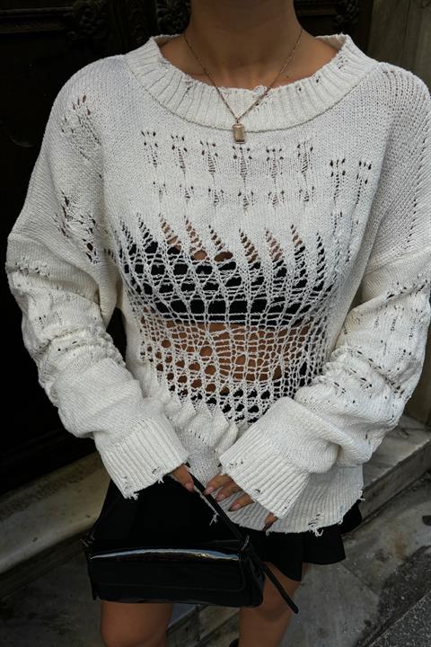 Mihaela Oversize Openwork Sweater 1216-02