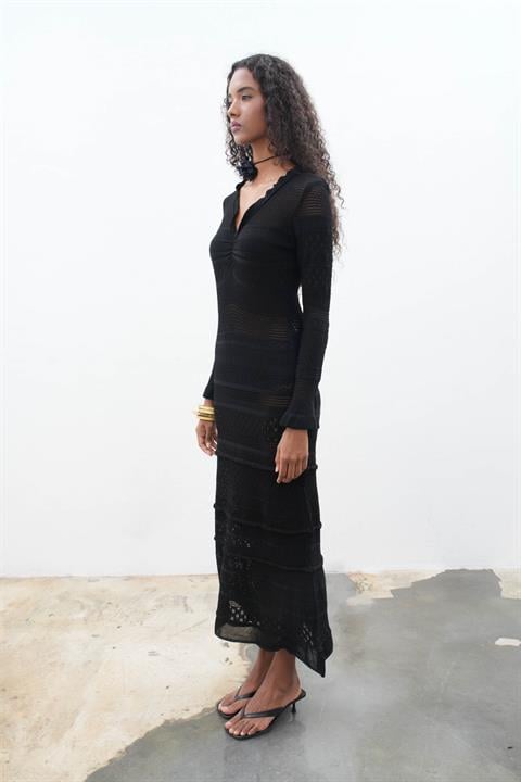Mirca Maxi Ruffle Detailed Knitted Dress 2798