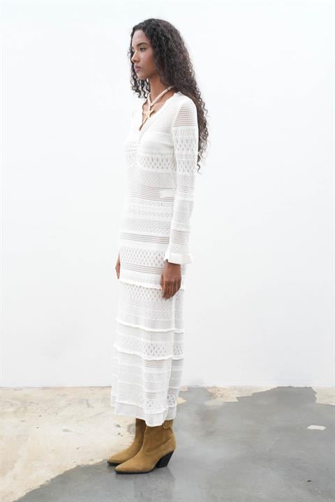 Mirca Maxi Ruffle Detailed Knitted Dress 2798