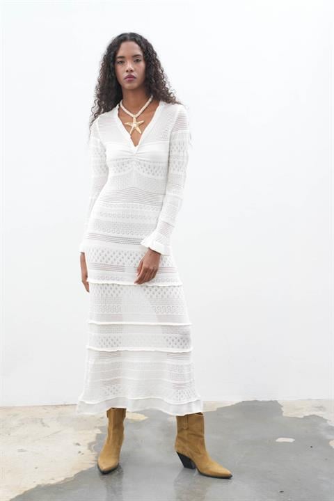 Mirca Maxi Ruffle Detailed Knitted Dress 2798