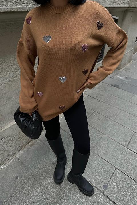 Molly Heart Patterned Knitted Sweater 1339