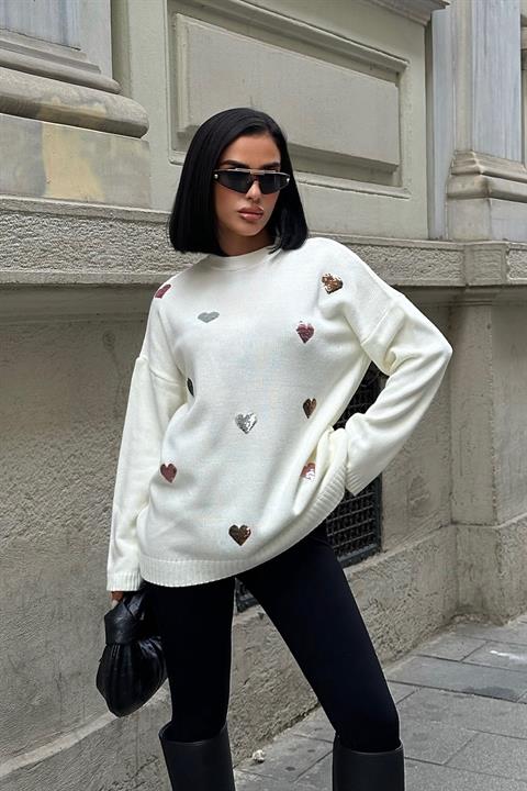 Molly Heart Patterned Knitted Sweater 1339