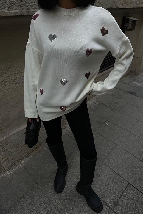 Molly Heart Patterned Knitted Sweater 1339