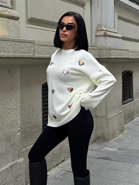 Molly Heart Patterned Knitted Sweater 1339