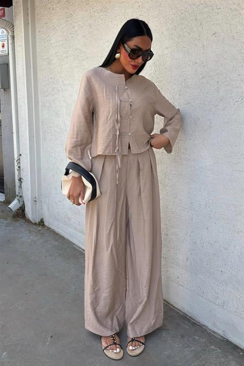 Front Thin Cord Detail and Double Leg Trouser Suit 10180