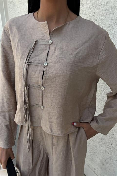 Front Thin Cord Detail and Double Leg Trouser Suit 10180
