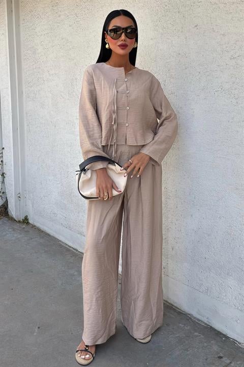 Front Thin Cord Detail and Double Leg Trouser Suit 10180