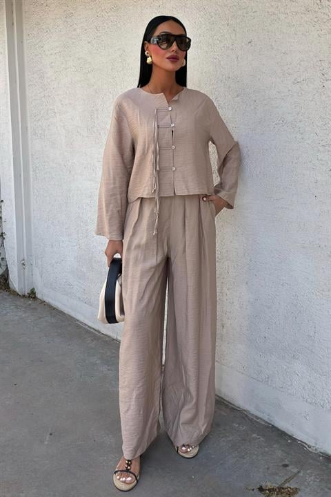 Front Thin Cord Detail and Double Leg Trouser Suit 10180