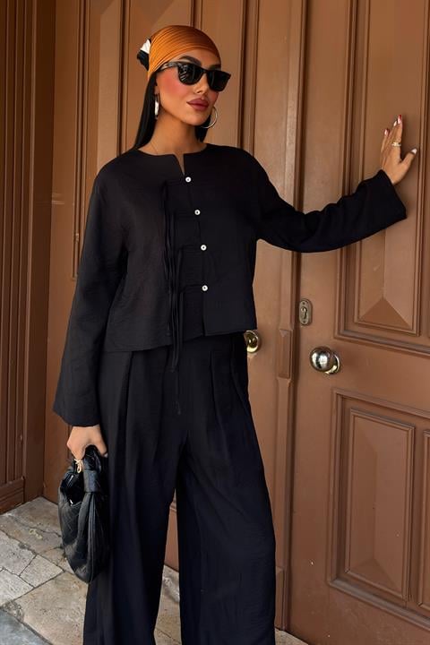 Front Thin Cord Detail and Double Leg Trouser Suit 10180