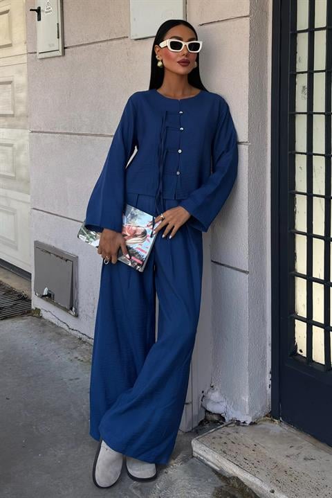 Front Thin Cord Detail and Double Leg Trouser Suit 10180