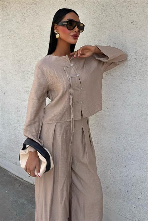 Front Thin Cord Detail and Double Leg Trouser Suit 10180