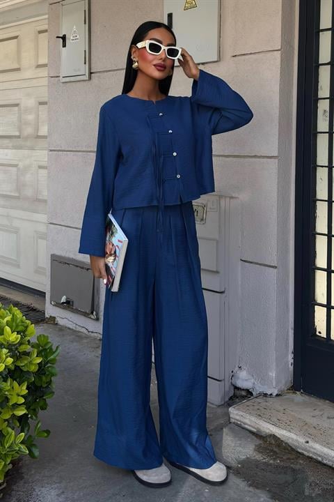 Front Thin Cord Detail and Double Leg Trouser Suit 10180