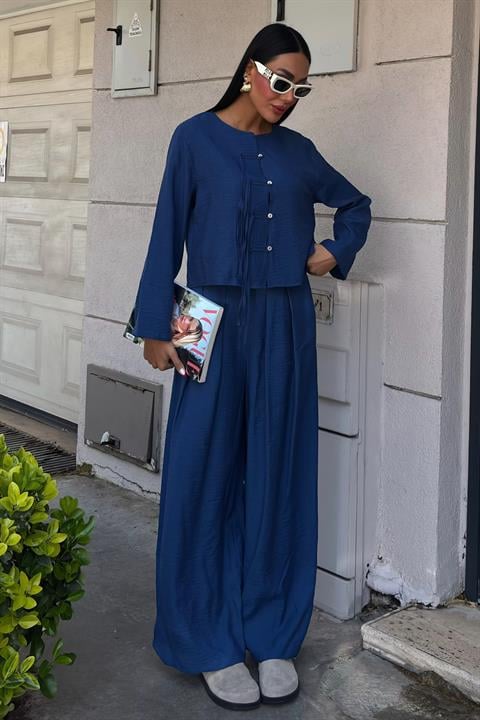 Front Thin Cord Detail and Double Leg Trouser Suit 10180