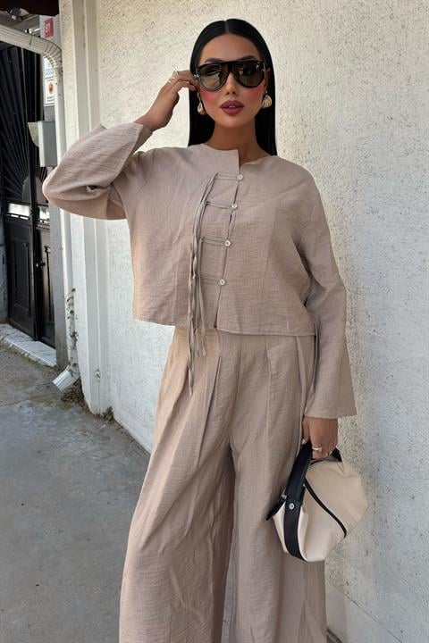 Front Thin Cord Detail and Double Leg Trouser Suit 10180