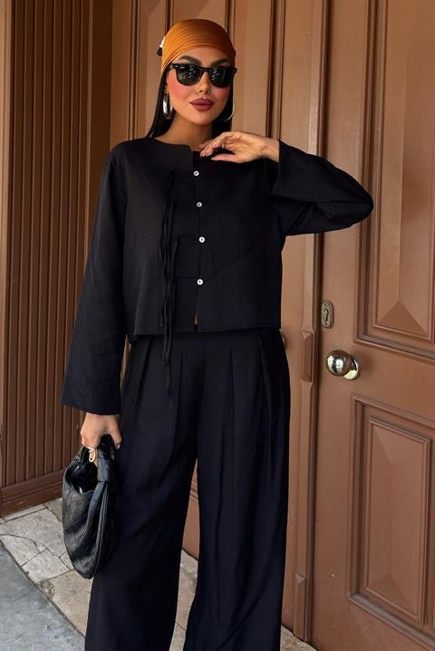 Front Thin Cord Detail and Double Leg Trouser Suit 10180