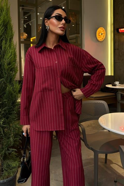 Striped Suit with Palazzo Pants 10092