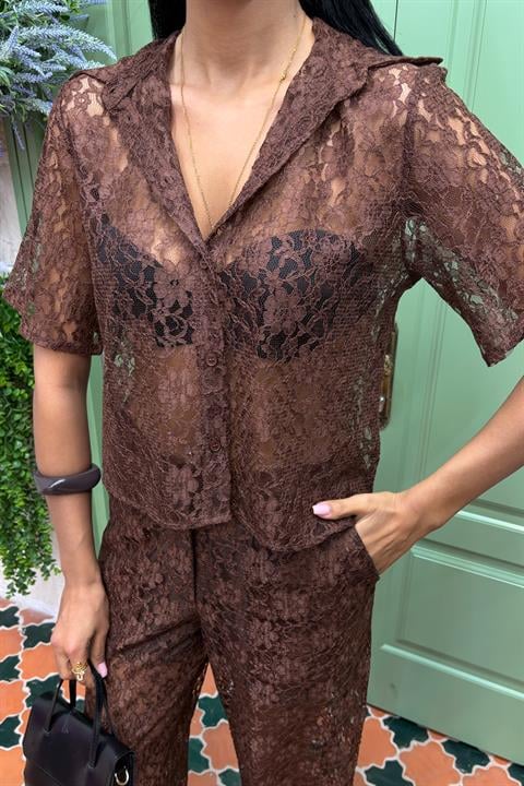 Lace Two Piece Suit with Lined Trousers 10119