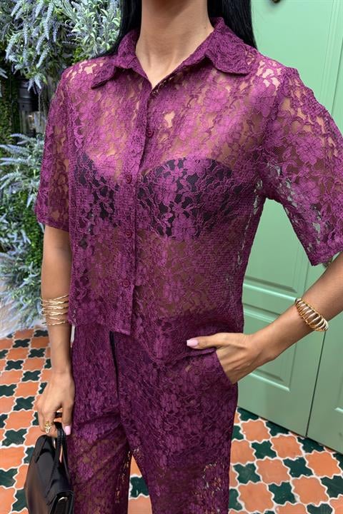 Lace Two Piece Suit with Lined Trousers 10119