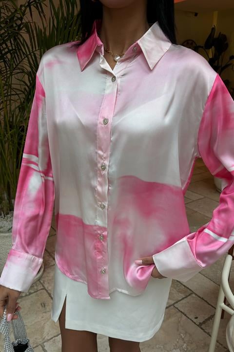 Pink Transitional Satin Shirt 3439