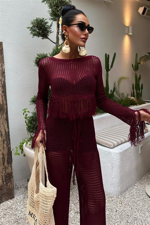 Tassel Detailed Openwork Knitwear Set 10085