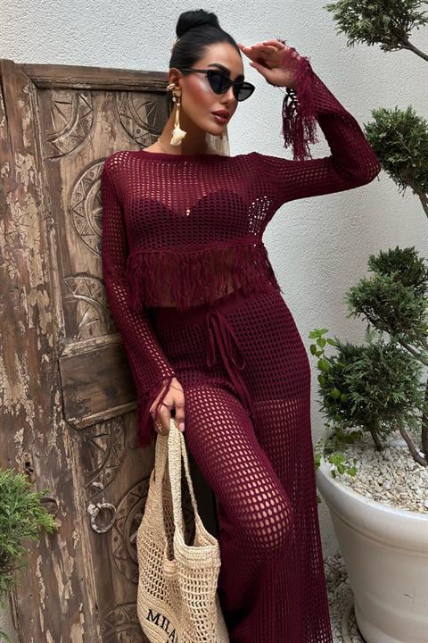 Tassel Detailed Openwork Knitwear Set 10085