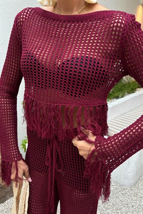 Tassel Detailed Openwork Knitwear Set 10085