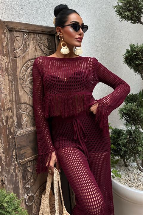 Tassel Detailed Openwork Knitwear Set 10085