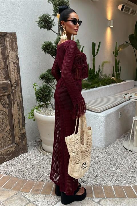 Tassel Detailed Openwork Knitwear Set 10085