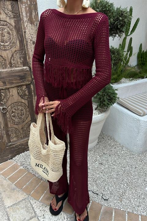 Tassel Detailed Openwork Knitwear Set 10085