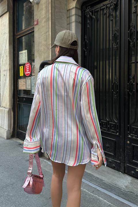Ribera Striped Satin Shirt 3398