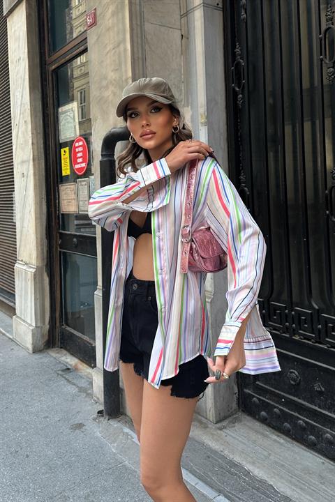 Ribera Striped Satin Shirt 3398