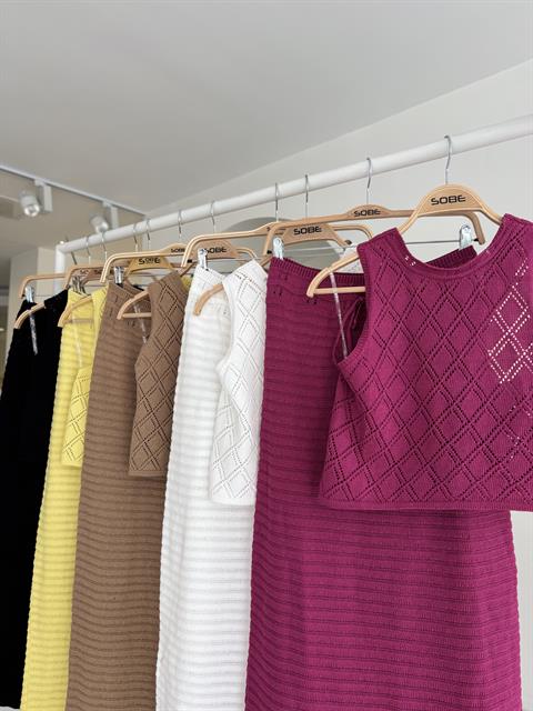 Back Cross Detail Openwork Knitwear Set 10097