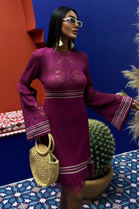 Backless Tied Spanish Sleeve Knit Dress 2860